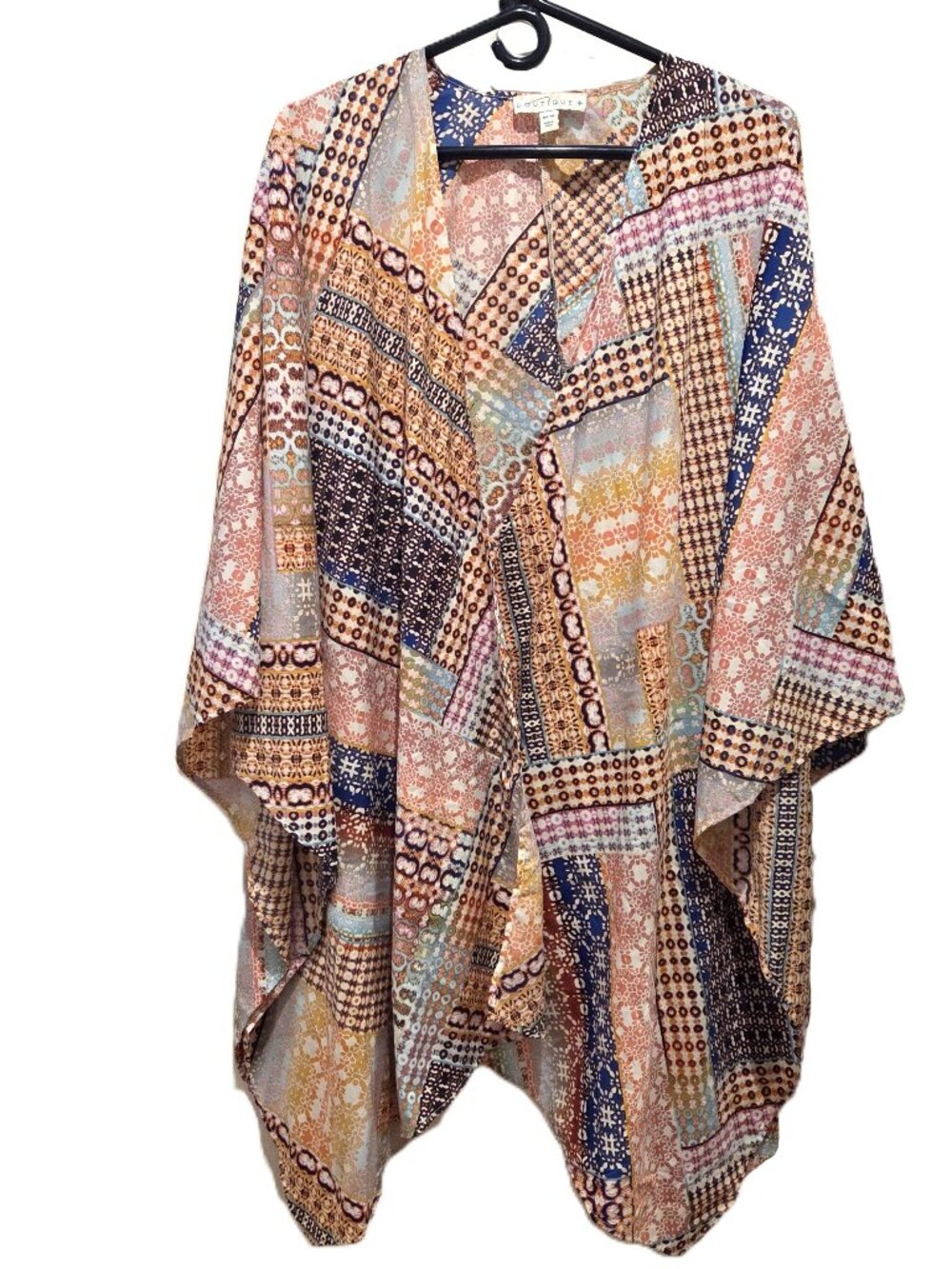 Boutique Boho Caftan Kimono Open-Front Beach Swim Suit Coverup Plus Size 0X - 1X
